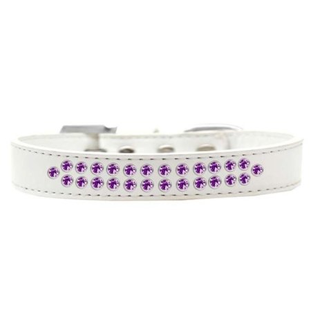 UNCONDITIONAL LOVE Two Row Purple Crystal Dog CollarWhite Size 16 UN811423